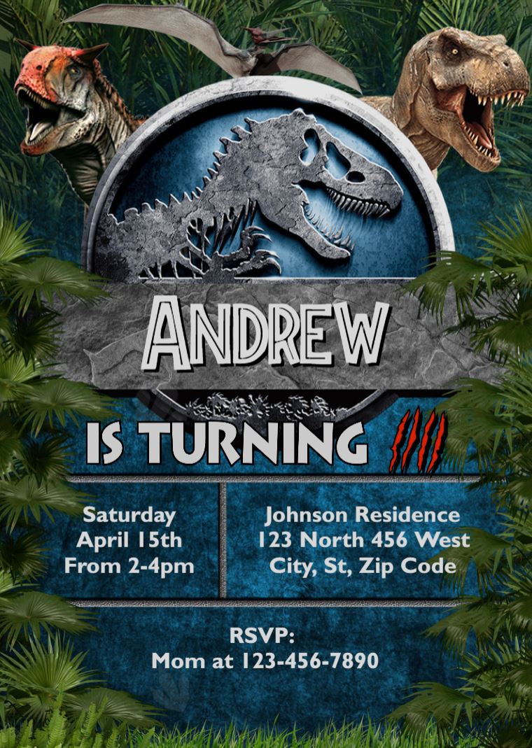 Jurassic Park Invitation | Kids Birthday
