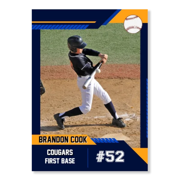 Baseball Card Template 13 - Blue & Light Orange