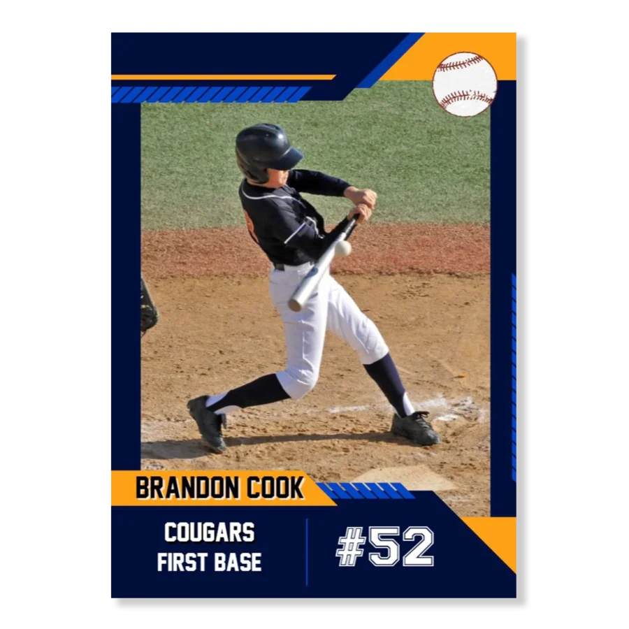 Baseball Card Template 13 - Blue & Light Orange