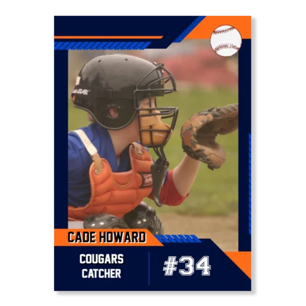 Baseball Card Template 14 - Blue & Dark Orange