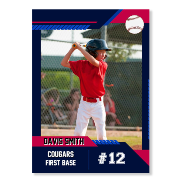 Baseball Card Template 16 - Blue & Red