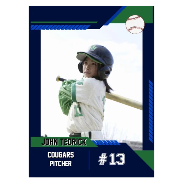 Baseball Card Template 17 - Blue & Green