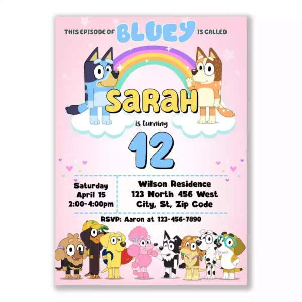 Bluey Birthday Invitation 1