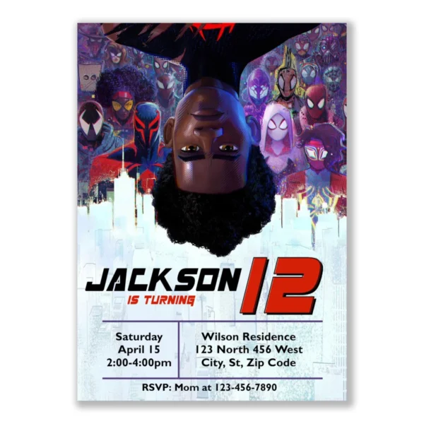 Miles Morales Birthday Invitation - Spiderman