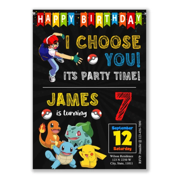 Pokemon Birthday Invitation 2