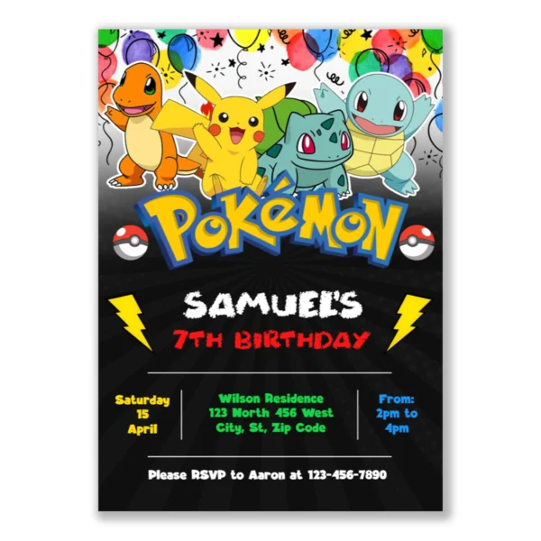 Pokemon Birthday Invitation 1