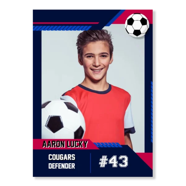 Soccer Card Template 16 - Blue & Red