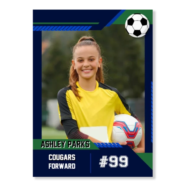 Soccer Card Template 17 - Blue & Green