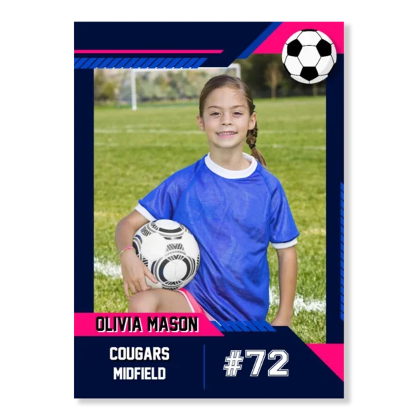 Soccer Card Template 15 - Blue & Pink