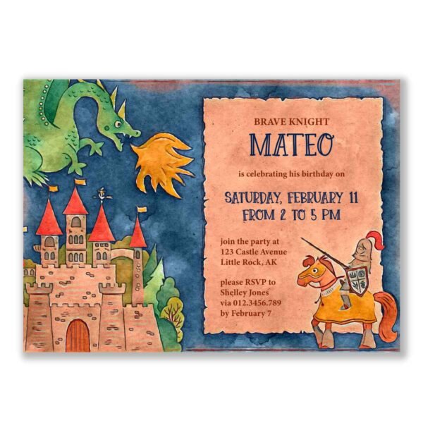 Knight & Dragon Birthday Invitation