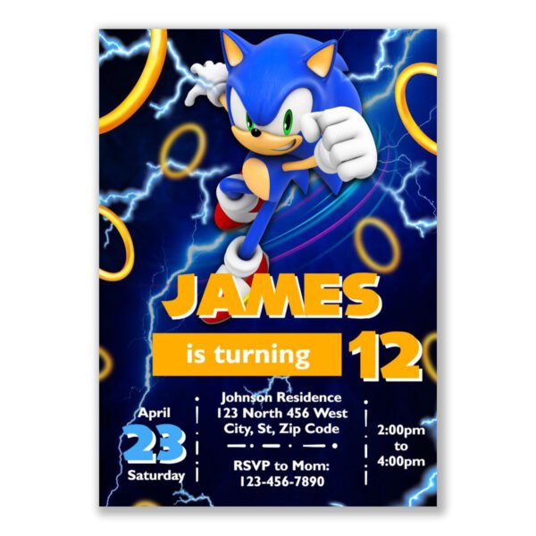 Sonic the Hedgehog Birthday Invitation